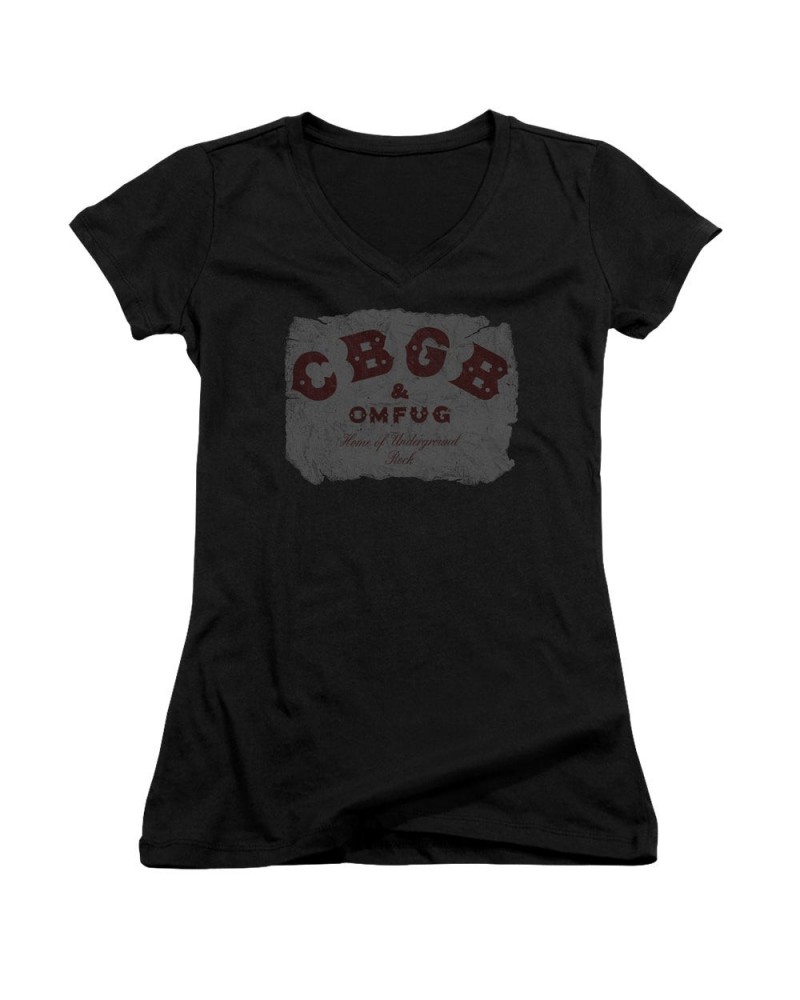 Cbgb Junior's V-Neck Shirt | CRUMBLED LOGO Junior's Tee $8.80 Shirts