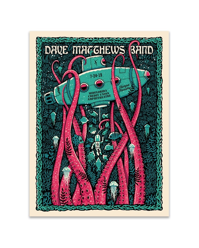 Dave Matthews Band Show Poster Tampa FL 7/24/2019 $25.80 Decor