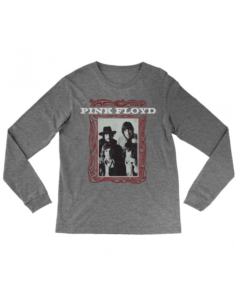 Pink Floyd Heather Long Sleeve Shirt | Point Me To The Sky Framed Album Art Distressed Shirt $12.28 Shirts