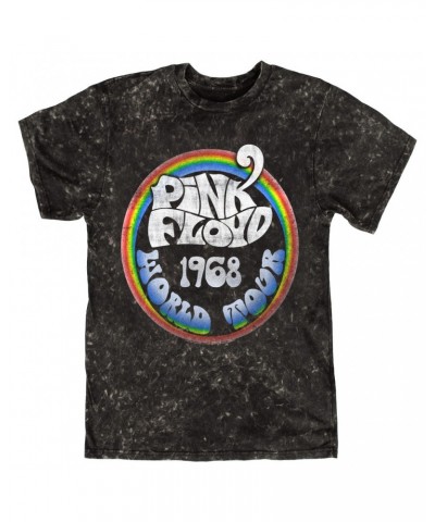 Pink Floyd T-shirt | Rainbow Ombre 1968 World Tour Design Distressed Mineral Wash Shirt $9.28 Shirts