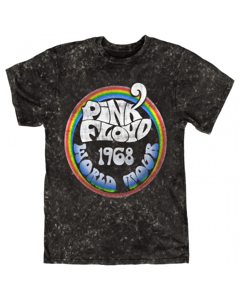 Pink Floyd T-shirt | Rainbow Ombre 1968 World Tour Design Distressed Mineral Wash Shirt $9.28 Shirts