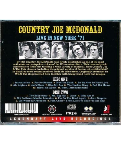 Country Joe McDonald CD - Live In New York '71 (2xCD) (remastered) $8.17 CD