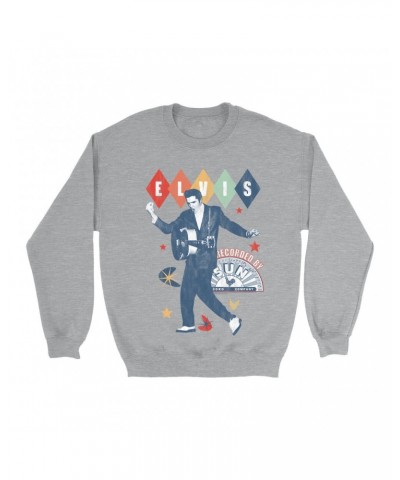 Elvis Presley Sun Records Sweatshirt | Rainbow Ombre Recorded By Sun Sun Records Sweatshirt $15.38 Sweatshirts