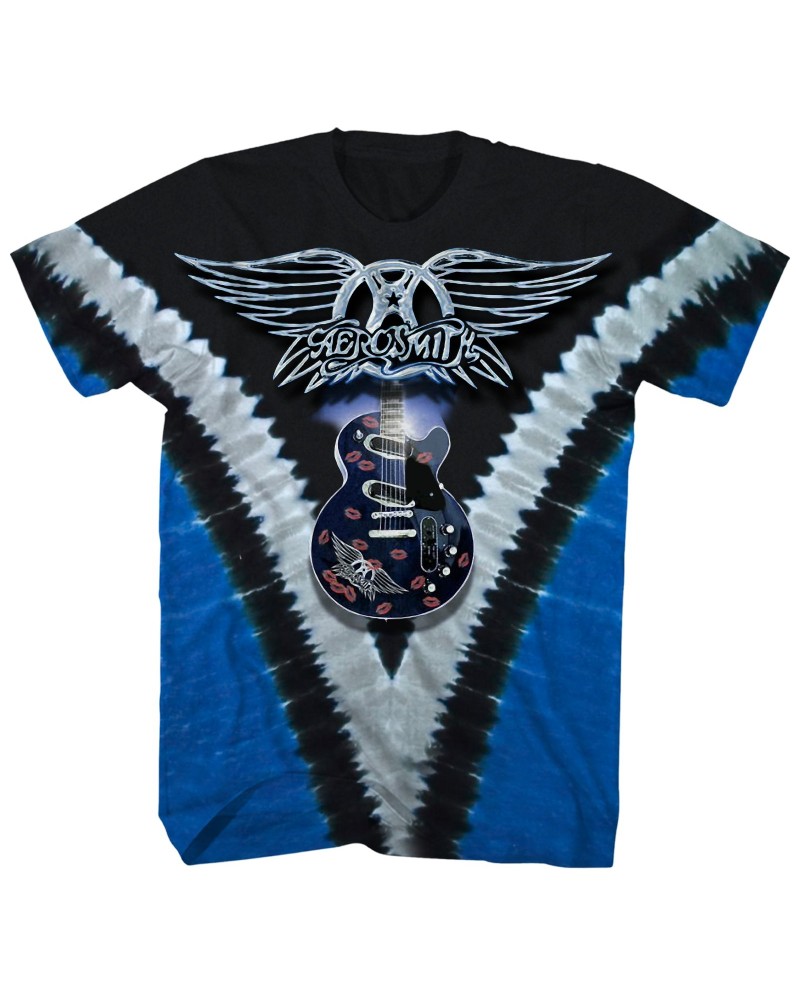 Aerosmith T-Shirt | Guitar Logo V Tie Dye Shirt $11.58 Shirts