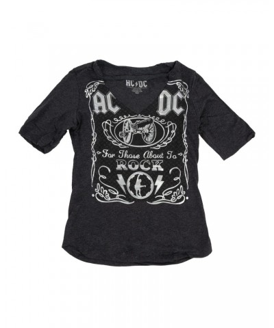 AC/DC Ladies For Those About to Rock Silver Foil V-neck T-shirt $2.10 Shirts