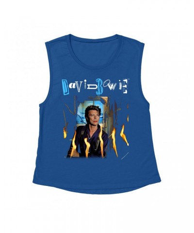 David Bowie Ladies' Muscle Tank Top | Never Let Me Down Album Photo And Logo Shirt $12.85 Shirts