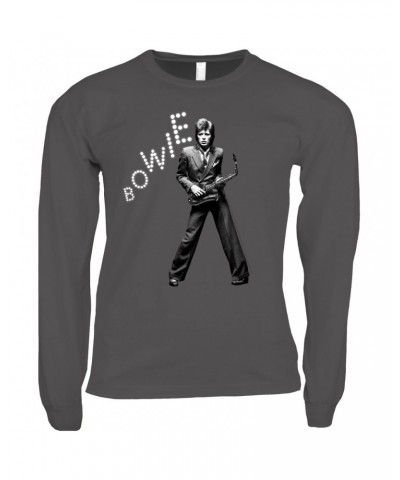 David Bowie Long Sleeve Shirt | Bowie With Sax In Lights Shirt $11.98 Shirts