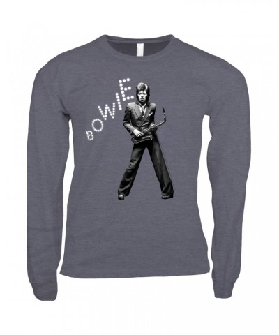 David Bowie Long Sleeve Shirt | Bowie With Sax In Lights Shirt $11.98 Shirts