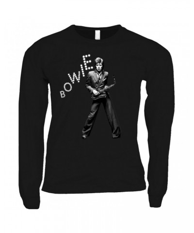 David Bowie Long Sleeve Shirt | Bowie With Sax In Lights Shirt $11.98 Shirts