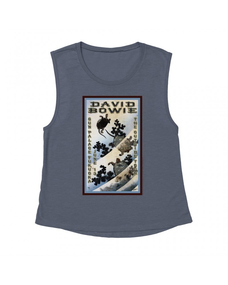 David Bowie Ladies' Muscle Tank Top | The Outside Tour Japan Concert Poster Shirt $14.50 Shirts