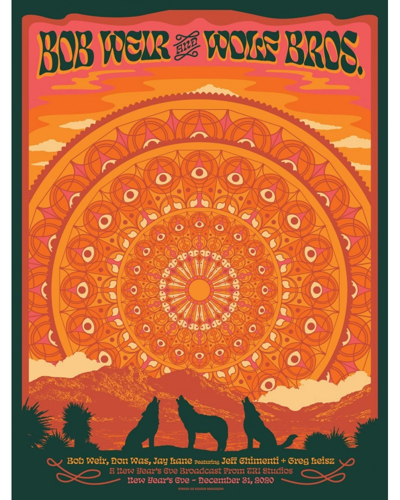 Bob Weir and Wolf Bros NYE Event Broadcast Poster $21.50 Decor