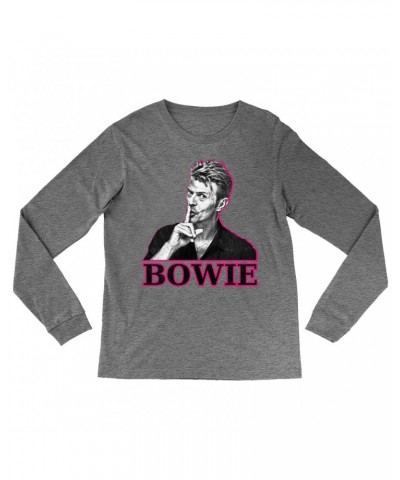 David Bowie Heather Long Sleeve Shirt | Black And White In Pink Photo Shirt $11.38 Shirts