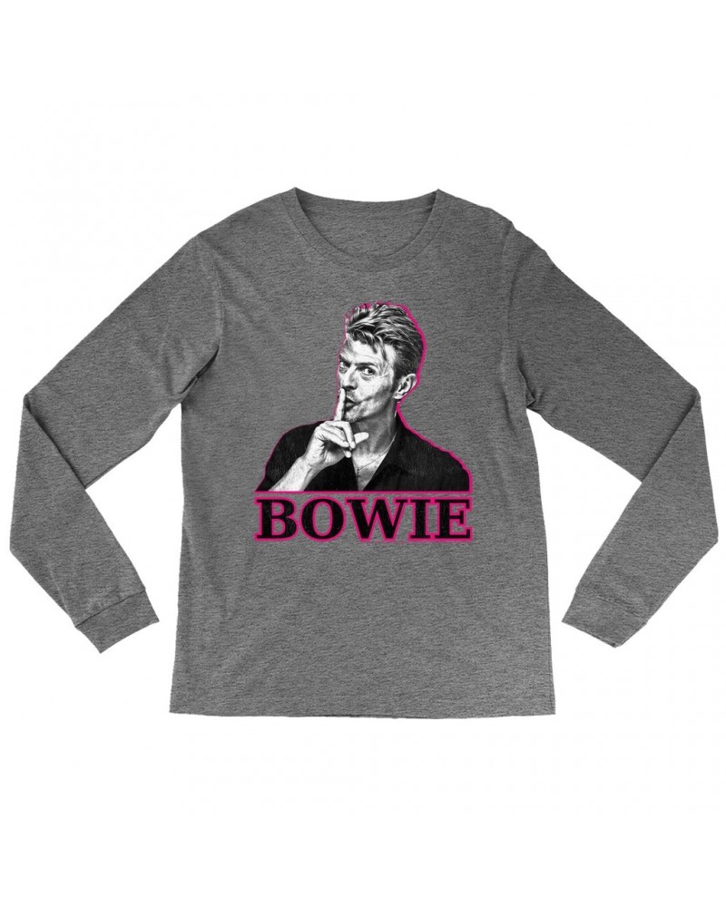 David Bowie Heather Long Sleeve Shirt | Black And White In Pink Photo Shirt $11.38 Shirts