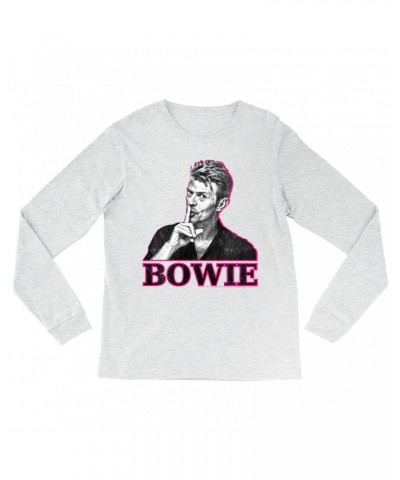 David Bowie Heather Long Sleeve Shirt | Black And White In Pink Photo Shirt $11.38 Shirts