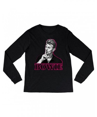 David Bowie Heather Long Sleeve Shirt | Black And White In Pink Photo Shirt $11.38 Shirts