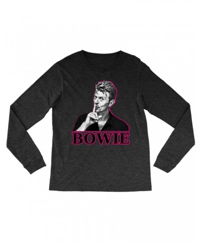 David Bowie Heather Long Sleeve Shirt | Black And White In Pink Photo Shirt $11.38 Shirts