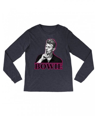 David Bowie Heather Long Sleeve Shirt | Black And White In Pink Photo Shirt $11.38 Shirts