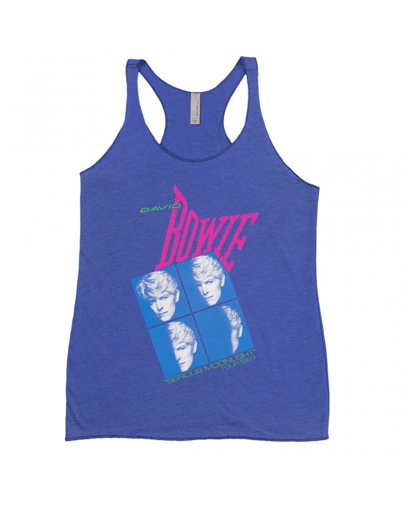 David Bowie Ladies' Tank Top | Neon Serious Moonlight Tour Shirt $14.19 Shirts