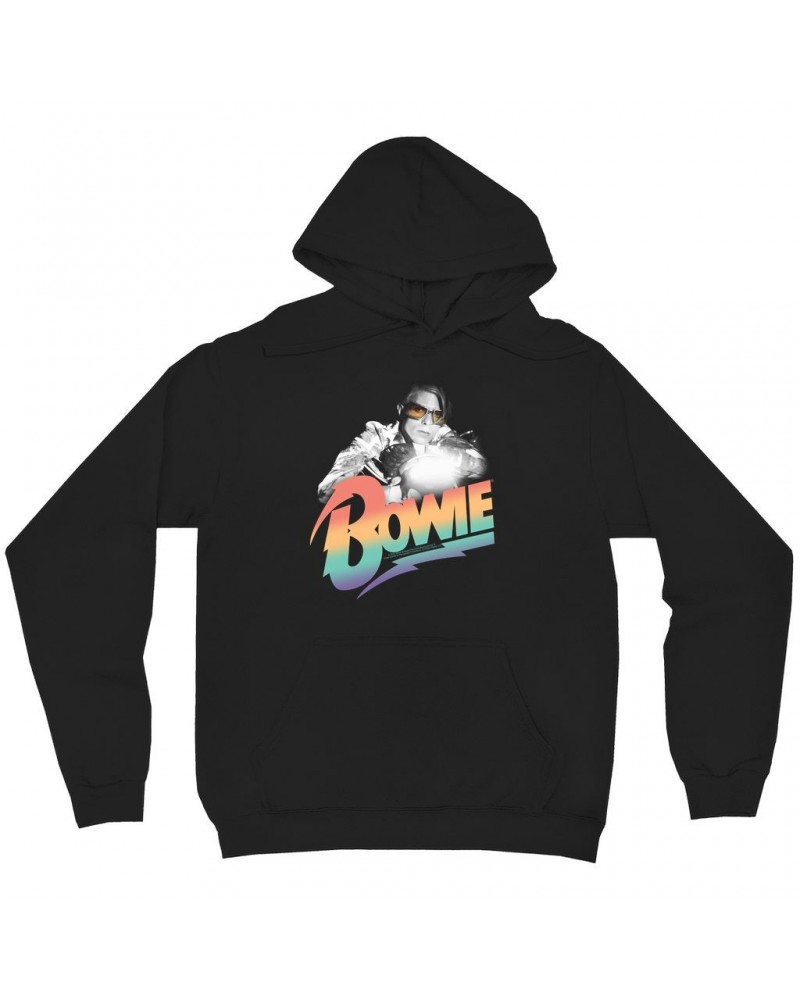 David Bowie Hoodie | Colorful Ombre Motorcycle Image Hoodie $13.98 Sweatshirts