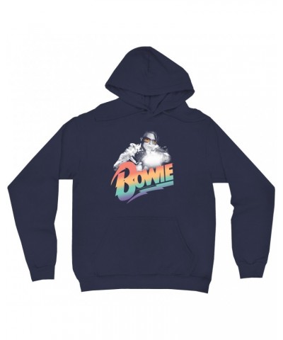 David Bowie Hoodie | Colorful Ombre Motorcycle Image Hoodie $13.98 Sweatshirts