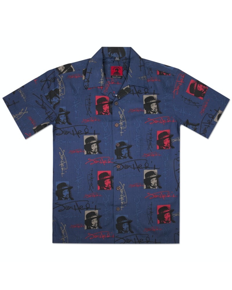 Jimi Hendrix Signature Camp Blue Shirt $17.74 Shirts