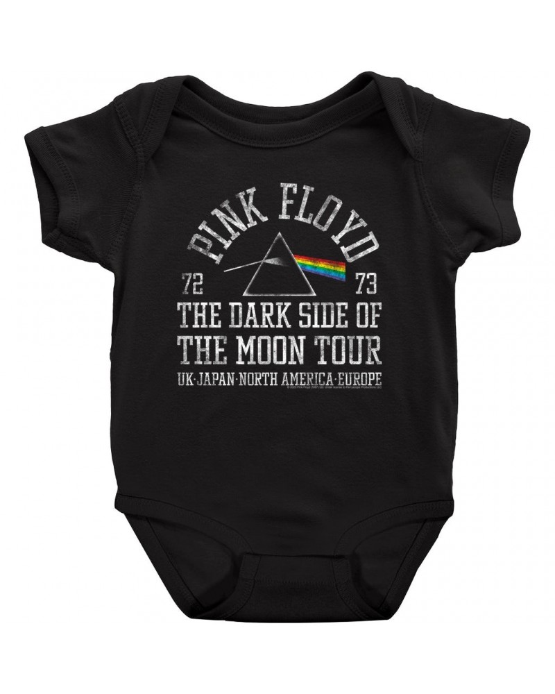 Pink Floyd Baby Short Sleeve Bodysuit | Dark Side Of The Moon World Tour 72-73 Distressed Bodysuit $9.38 Kids