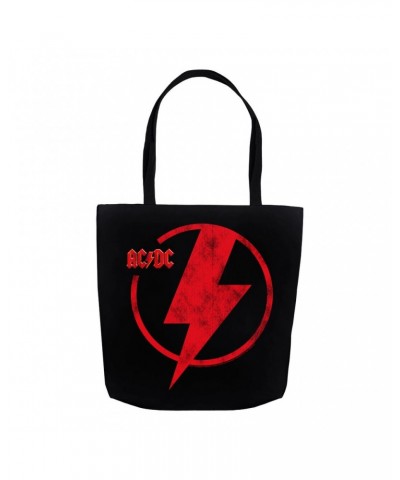 AC/DC Tote Bag | Logo Lightning Bolt Red Distressed Bag $10.90 Bags