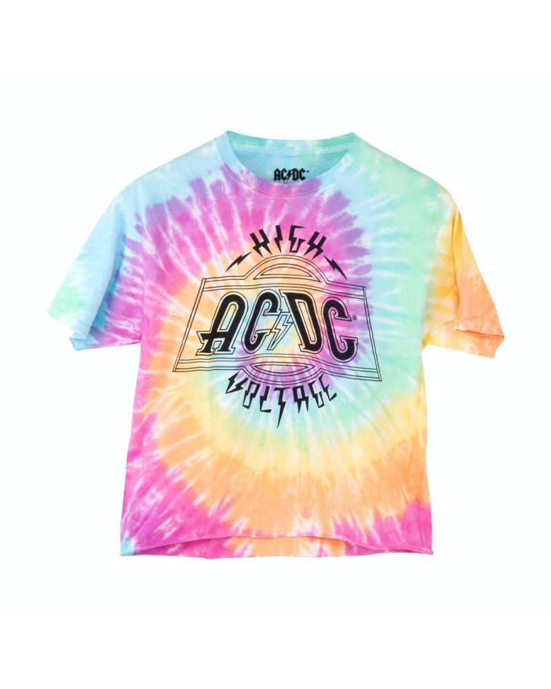 AC/DC High Voltage Logo Tie-Dye Juniors Crop T-Shirt $2.15 Shirts